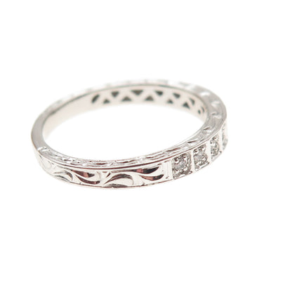 925 Sterling Silver Round-Cut C Z Half Eternity Band Ring Size 7