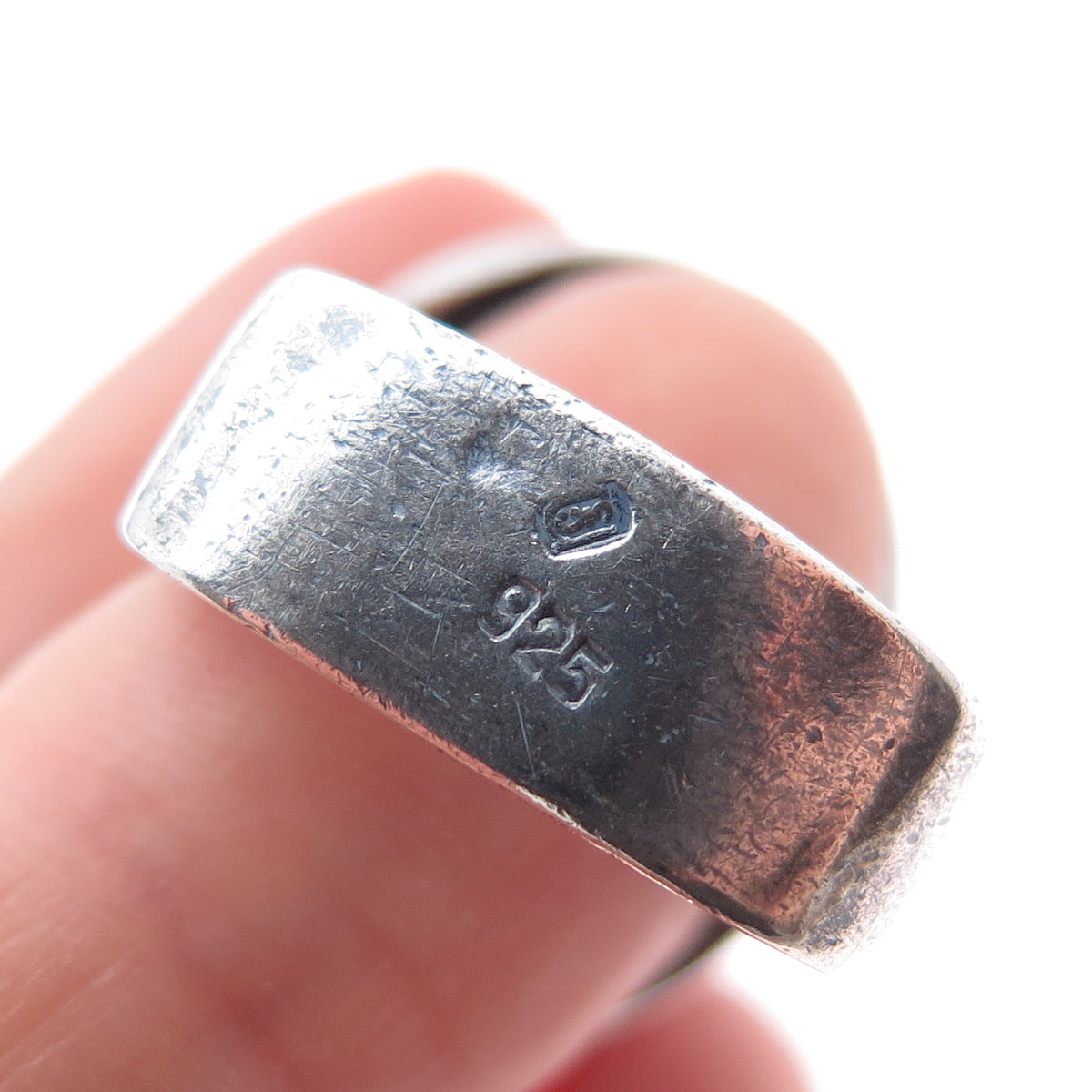925 Sterling Silver Vintage Israel Modernist Oxidized Ring Size 6.5