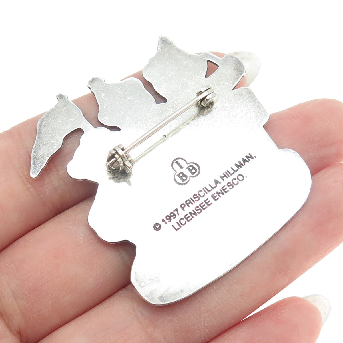 PRISCILLA HILLMAN 925 Sterling Silver Vintage 1997 Cherished Teddies Pin Brooch
