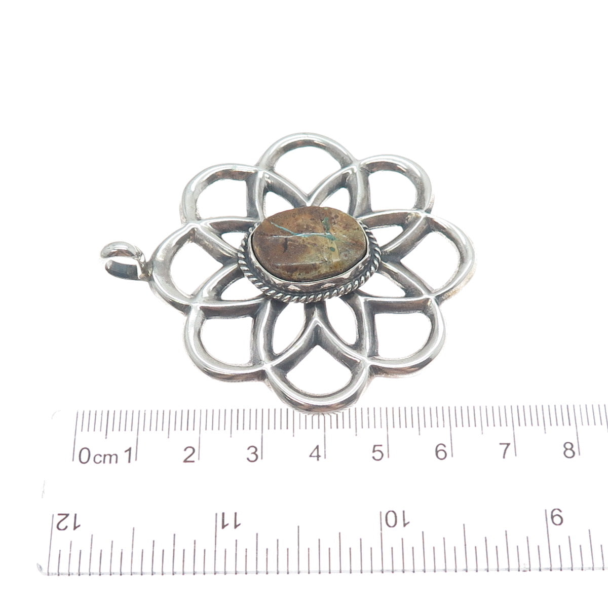 WILSON BEGAY Old Pawn Sterling Silver Vintage Boulder Turquoise Flower Pendant