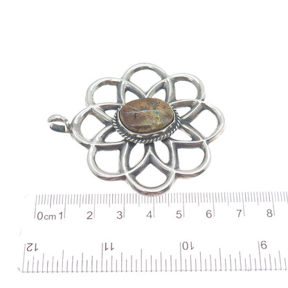 WILSON BEGAY Old Pawn Sterling Silver Vintage Boulder Turquoise Flower Pendant