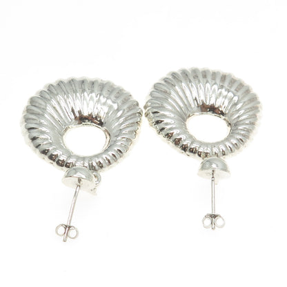 925 Sterling Silver Vintage Mexico Taxco Ribbed Door Knocker Earrings