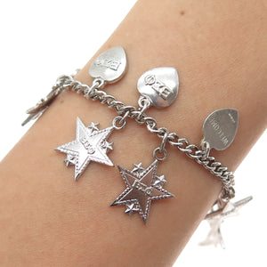 925 Sterling Silver Vintage 1951-63 Beta Sigma Phi Sorority Charms Bracelet 6.5"