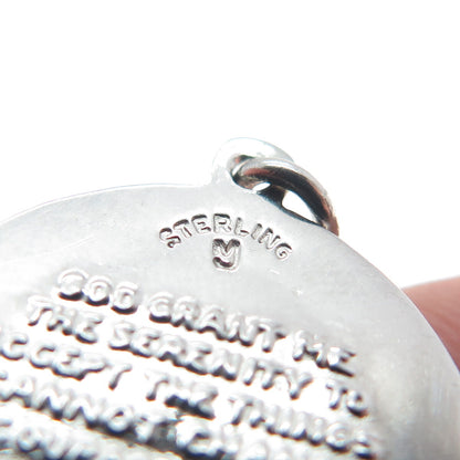 925 Sterling Silver Vintage Hands In Prayer Religious Round Pendant