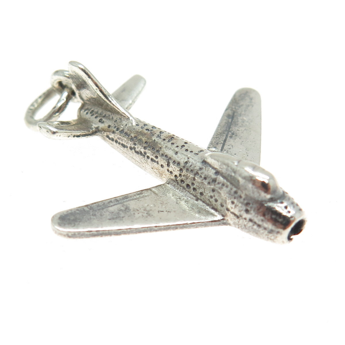 925 Sterling Silver Vintage Airplane Minimalist 3D Charm Pendant