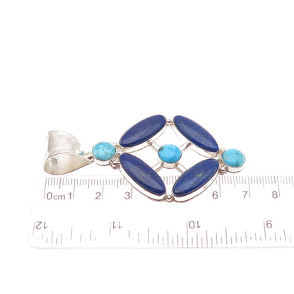Jay King Desert Rose 925 Sterling Silver Vintage Real Lapis & Turquoise Pendant
