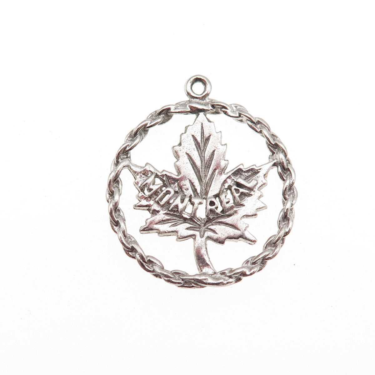 925 Sterling Silver Vintage Montreal Maple Leaf Charm Pendant