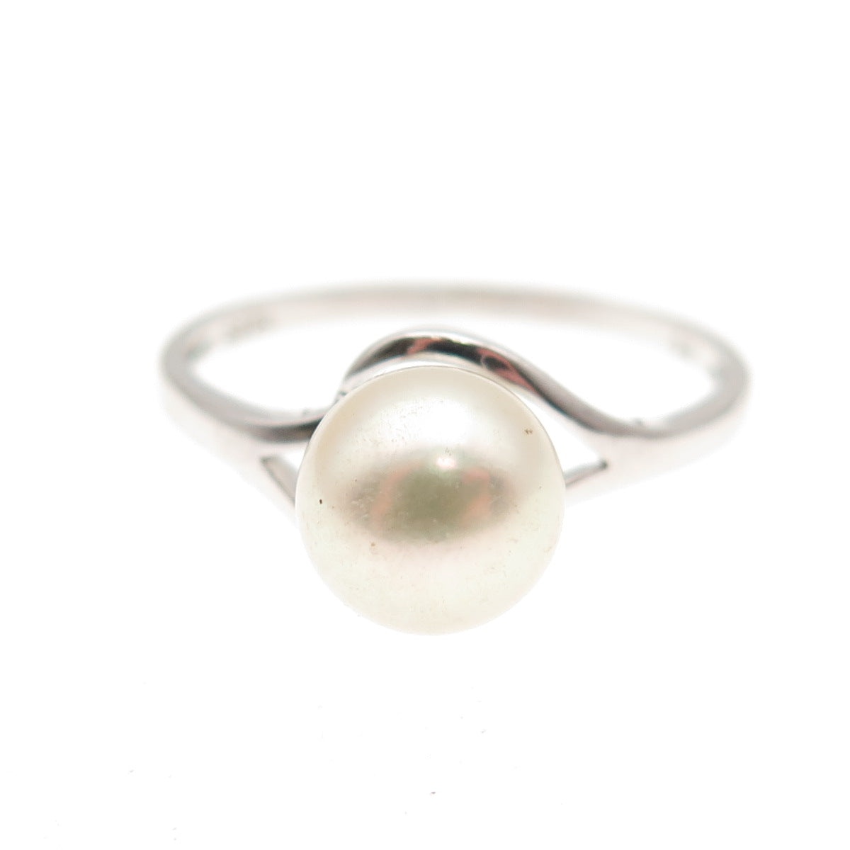 925 Sterling Silver Real Pearl Bypass Ring Size 9