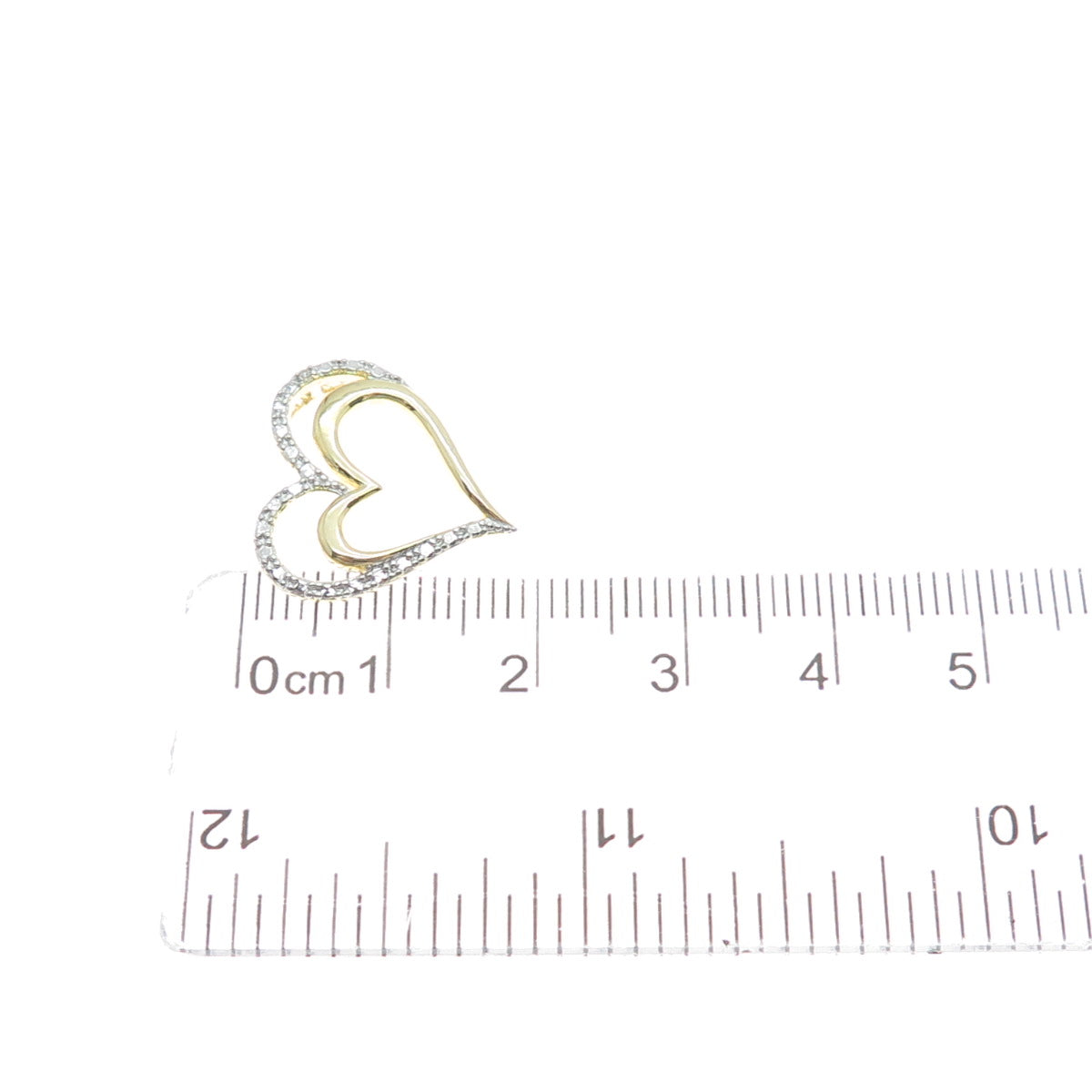 925 Sterling Silver 2-Tone Real Diamond Accent Heart Minimalist Slide Pendant