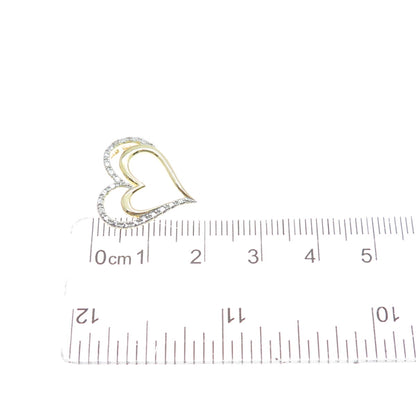 925 Sterling Silver 2-Tone Real Diamond Accent Heart Minimalist Slide Pendant