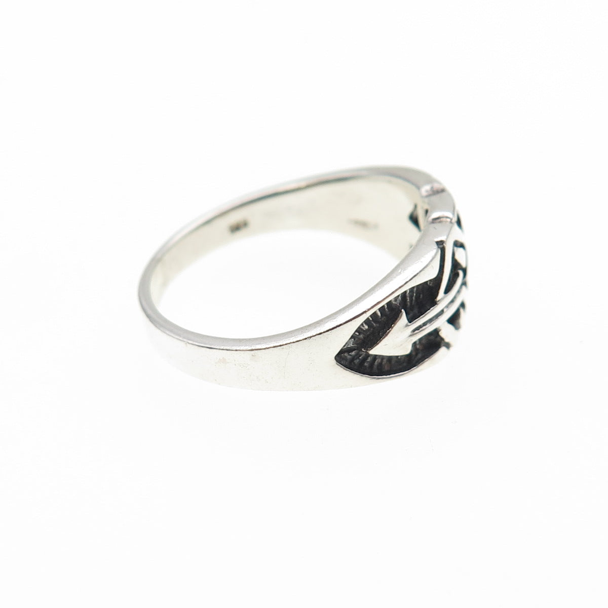 925 Sterling Silver Vintage Arrow Knot Oxidized Ring Size 6