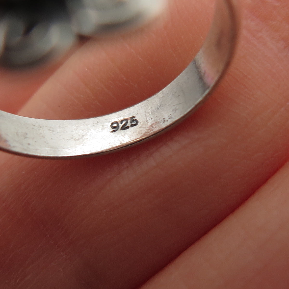 925 Sterling Silver Vintage Real Smoky Quartz Spiral Oxidized Ring Size 6.5