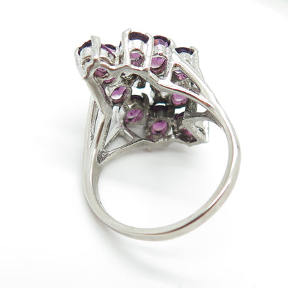 925 Sterling Vintage Amethyst & Rhinestone Ring Size 9.25 (missing 5 stones)