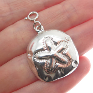 SX SALLY C 925 Sterling Silver Vintage Sand Dollar Minimalist Charm Pendant