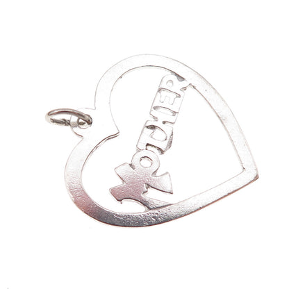 925 Sterling Silver Vintage Mother Heart Charm Pendant