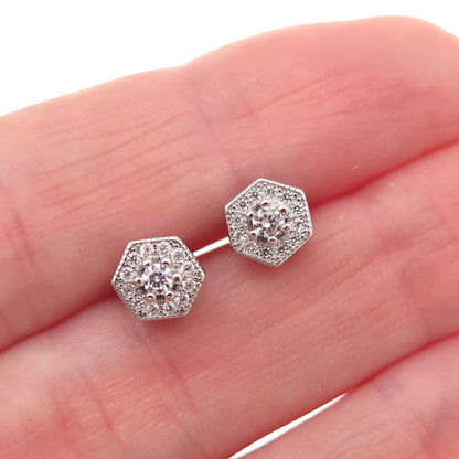 925 Sterling Silver Round-Cut C Z Stud Earrings