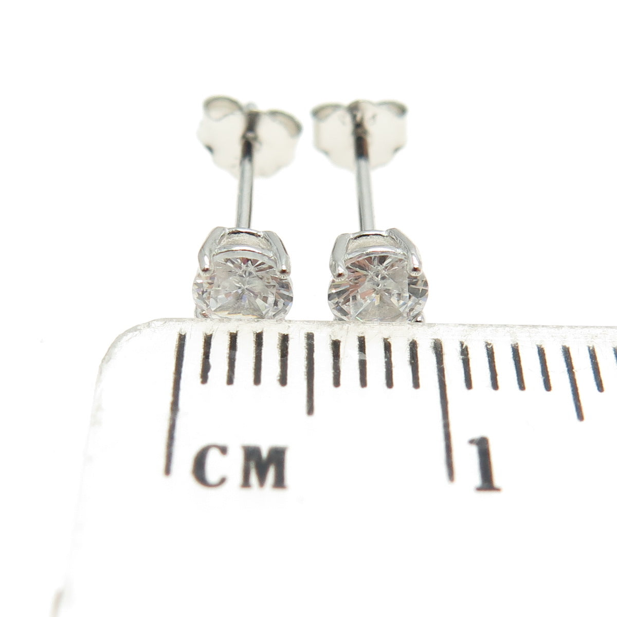 925 Sterling Silver Round-Cut C Z Stud Earrings