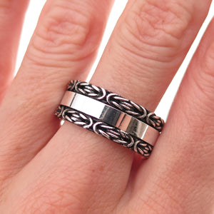 925 Sterling Silver Vintage Byzantine Oxidized Band Ring Size 10.25
