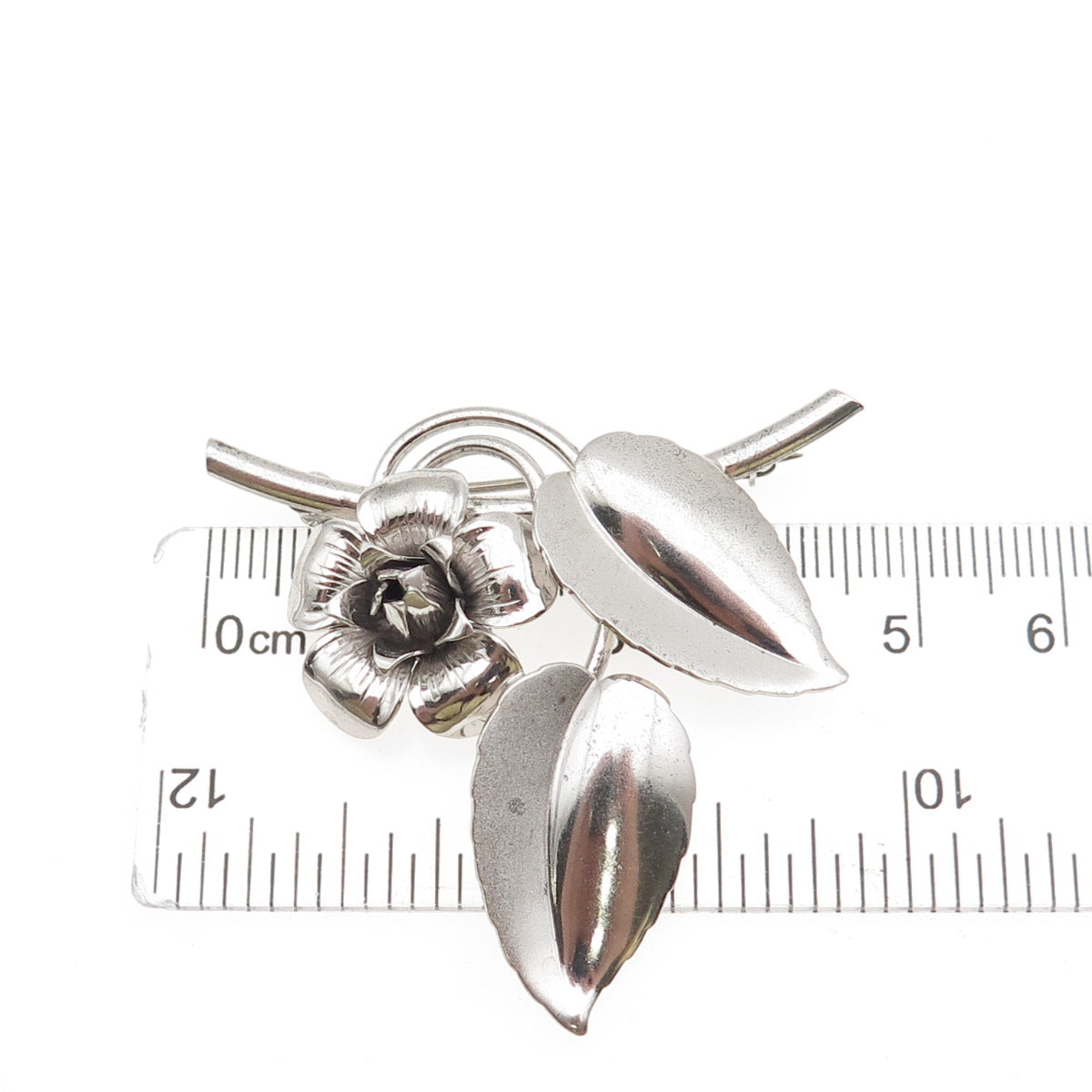 FORSTNER 925 Sterling Silver Vintage Rose Flower Pin Brooch
