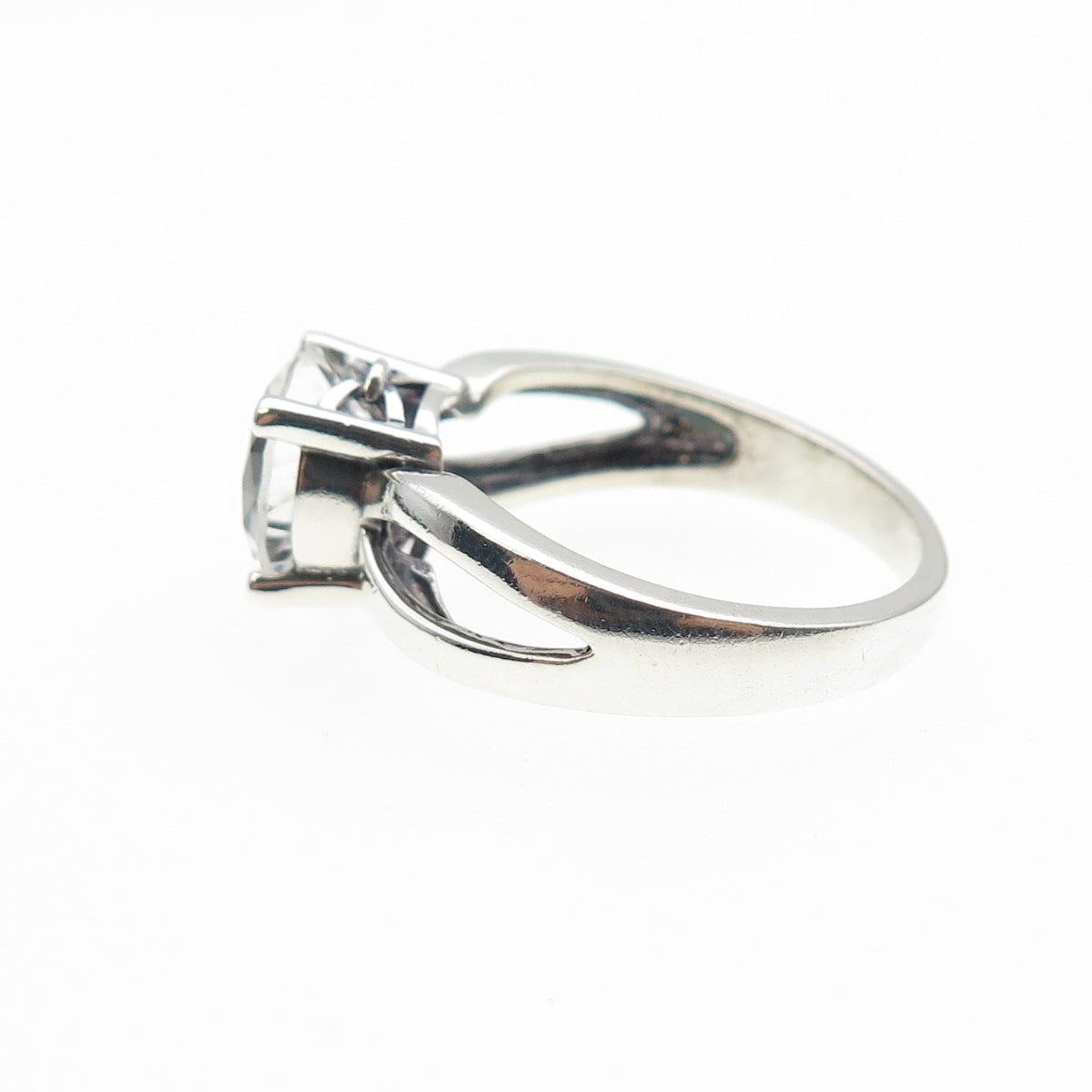 925 Sterling Silver Vintage Round-Cut C Z Engagement Ring Size 10
