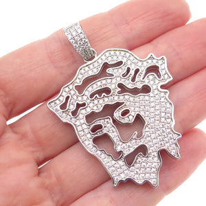 DESIGNS by YAGI 925 Sterling Silver Round-Cut C Z Jesus Charm Pendant