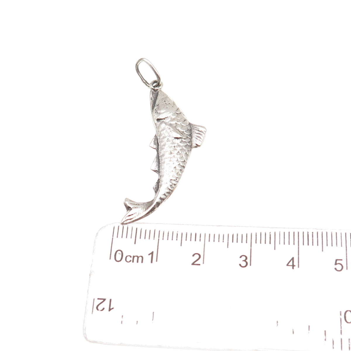 900 Silver Vintage Koi Fish Oxidized Charm Pendant