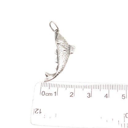 900 Silver Vintage Koi Fish Oxidized Charm Pendant