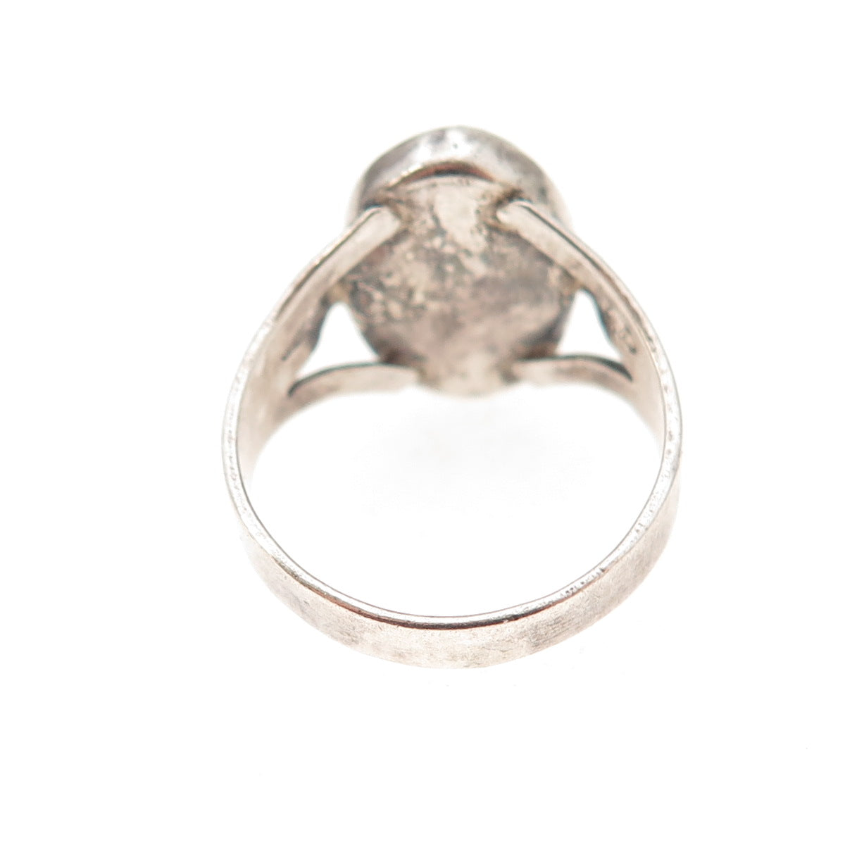 925 Sterling Silver Vintage Real Turquoise Yin Yang Oxidized Ring Size 6.75