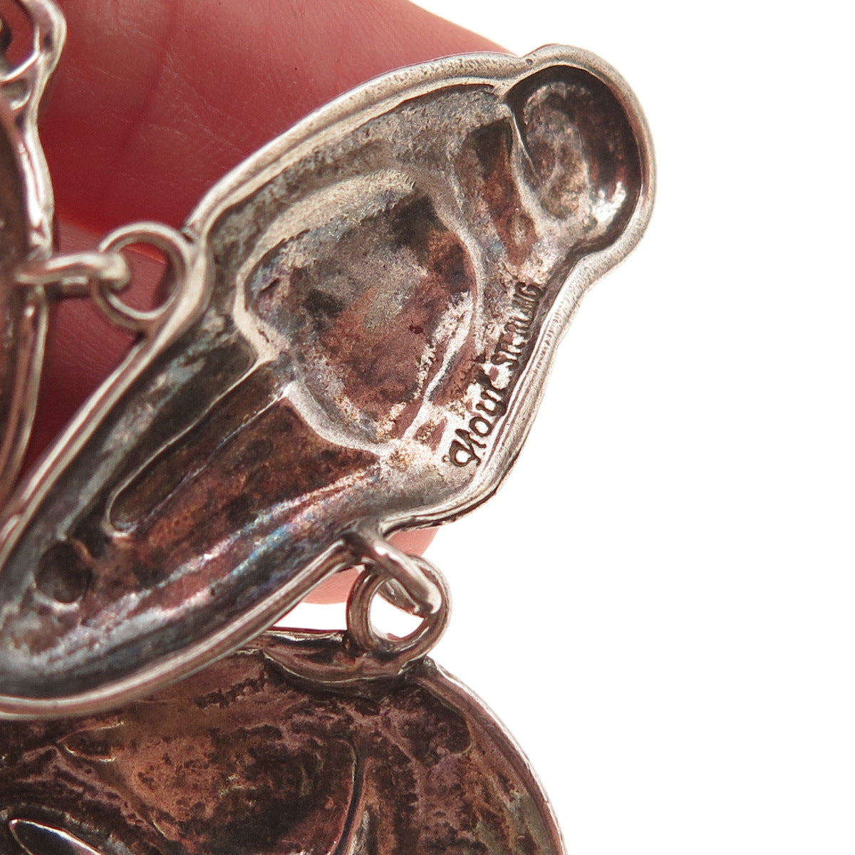 Nancy Hoyt Sterling Silver Vintage Abstract Masks Bracelet 6.75" (missing lock)