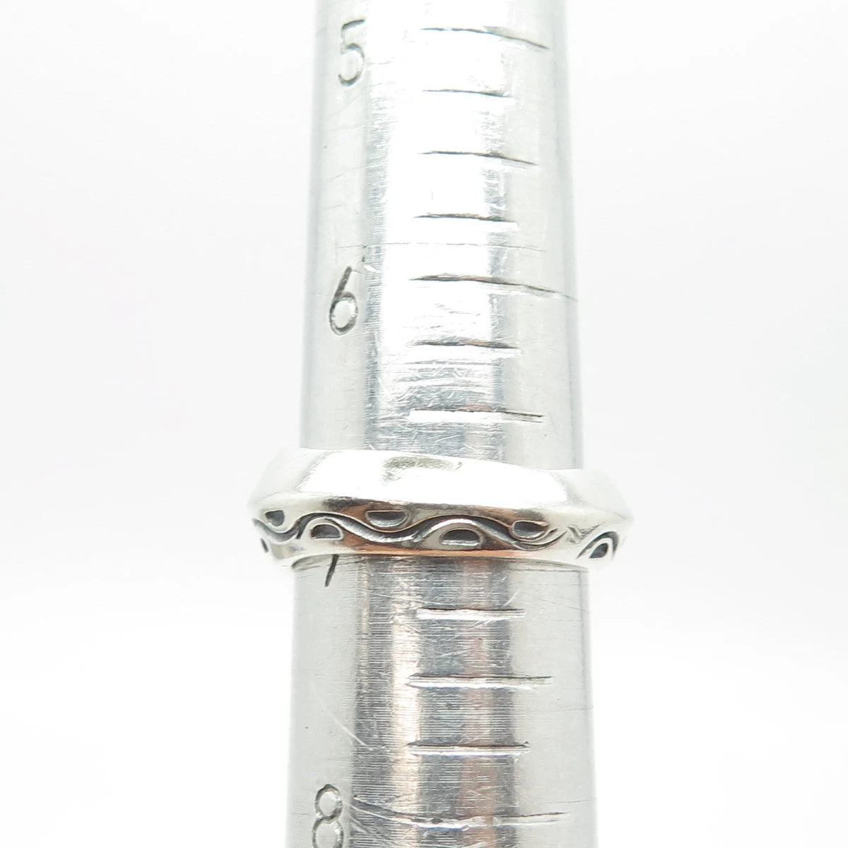 925 Sterling Silver Vintage Modernist Ring Size 7