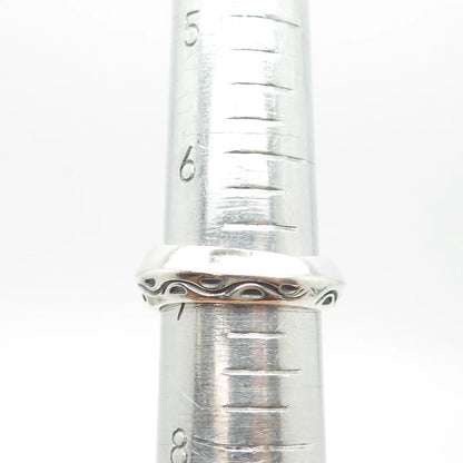 925 Sterling Silver Vintage Modernist Ring Size 7