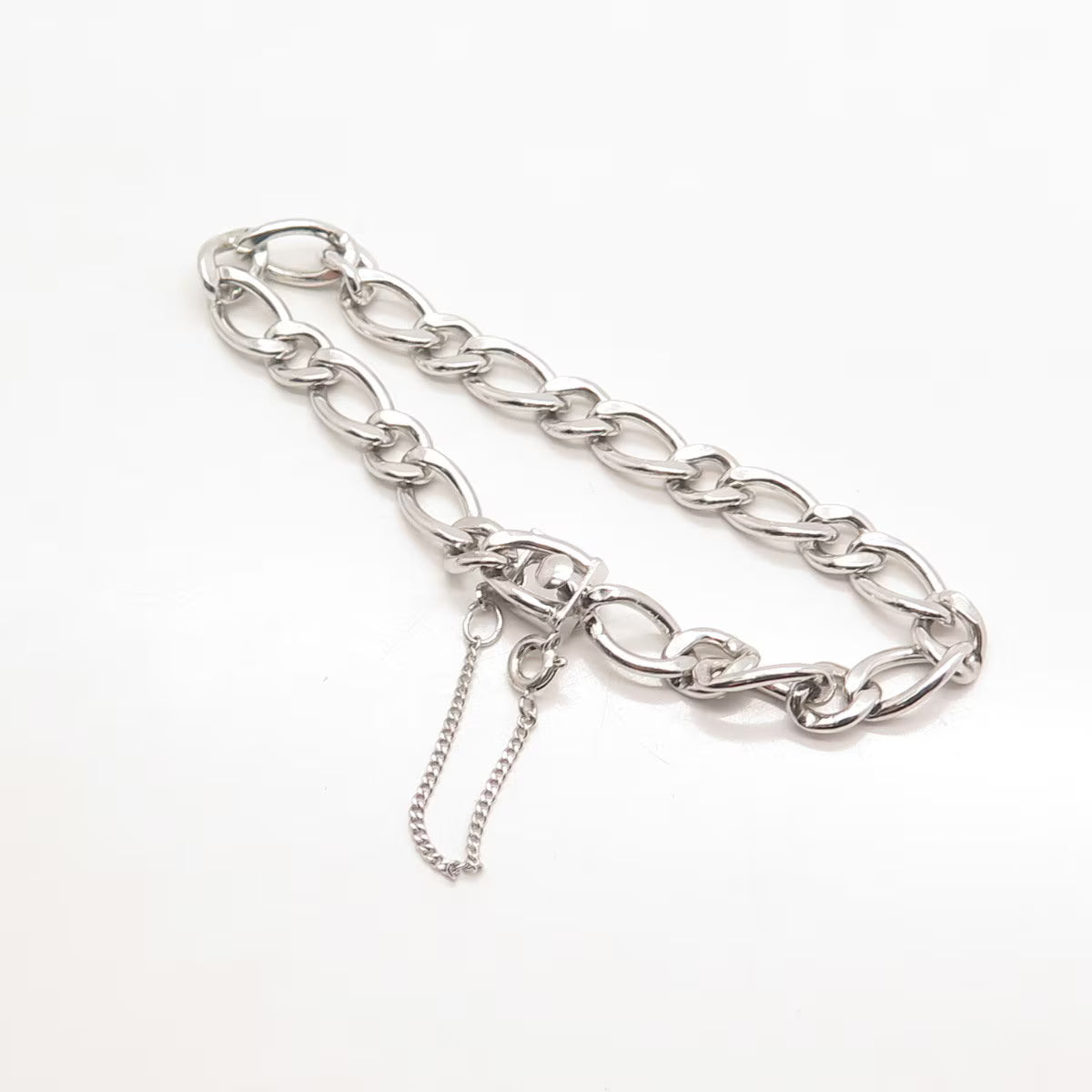 925 Sterling Silver Vintage A&Z Cable Link Bracelet 6.75"