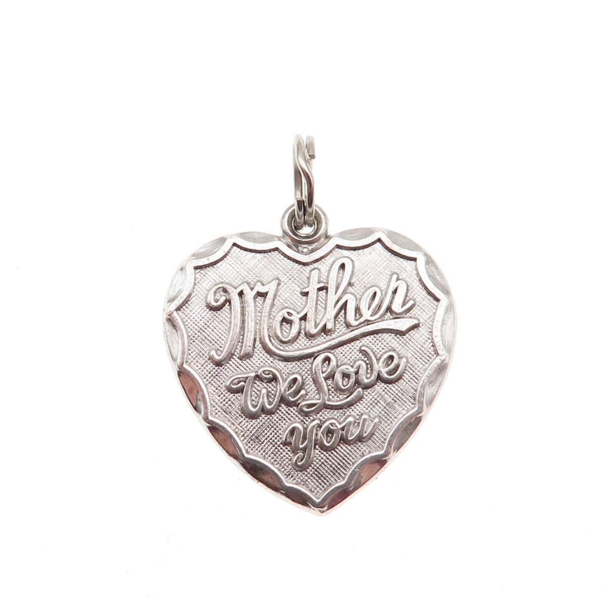 Rembrandt Sterling Silver Vintage Mother We Love You Heart Mini Charm Pendant