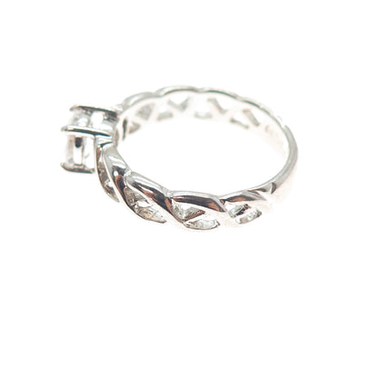 SETA 925 Sterling Silver Vintage Round-Cut C Z Celtic Engagement Ring Size 7.75