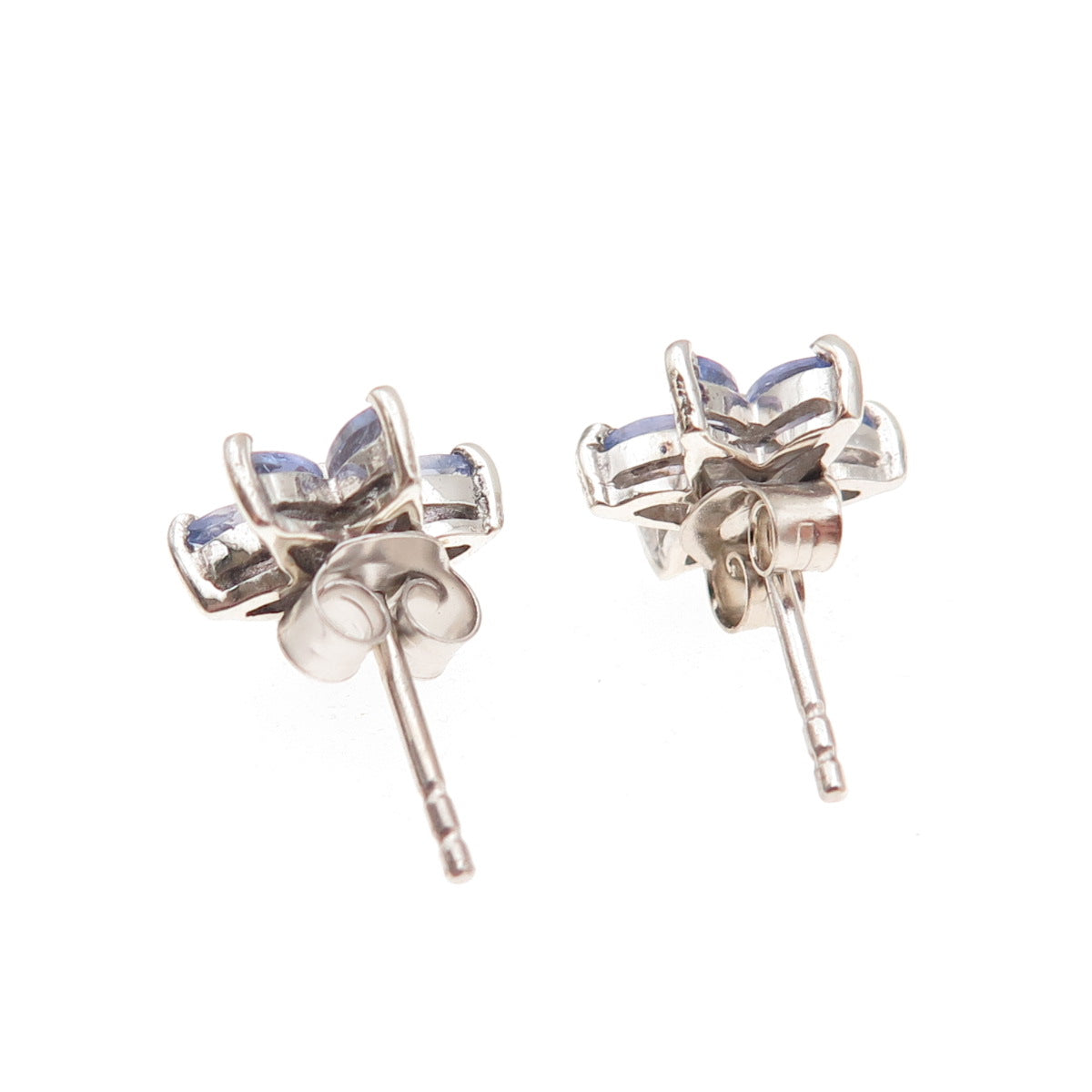 Chuck Clemency 925 Sterling Silver Real Marquise-Cut Tanzanite Stud Earrings