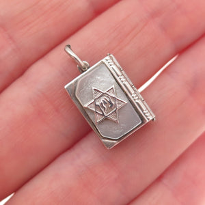 J.M. Fisher 925 Sterling Antique Art Deco MOP Torah Locket Mini Charm Pendant