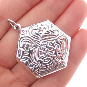 925 Sterling Silver Vintage Ornate Floral Locket Charm Pendant