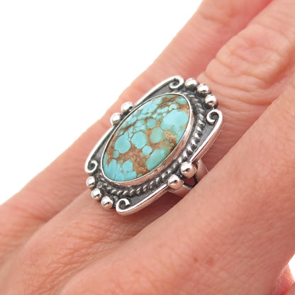 Old Pawn 925 Sterling Silver Vintage Southwestern Turquoise Tribal Ring Size 6