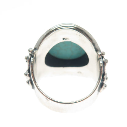 925 Sterling Silver Vintage Lone Mountain Turquoise Sun Oxidized Ring Size 10.5