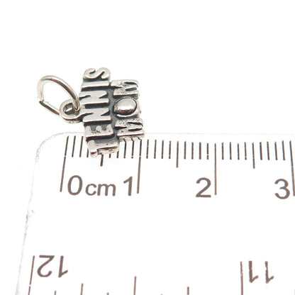 SJC Sundancer 925 Sterling Silver Vintage Tennis Mom Oxidized Mini Charm Pendant