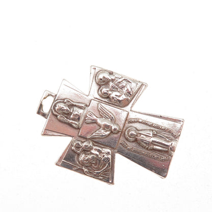 925 Sterling Silver Antique Art Deco 4-Way Cross Oxidized Charm Pendant