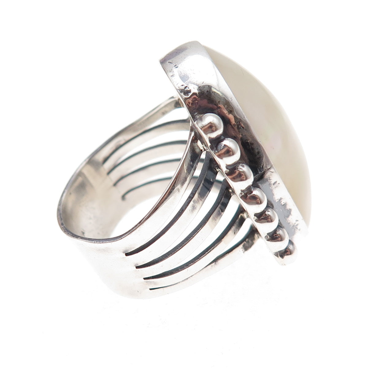 Gilo & Grace Nakai Navajo Old Pawn 925 Sterling Silver Vintage MOP Ring Size 8