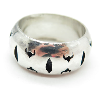 925 Sterling Silver Vintage Buffalo Modernist Shadow Box Band Ring Size 10.75