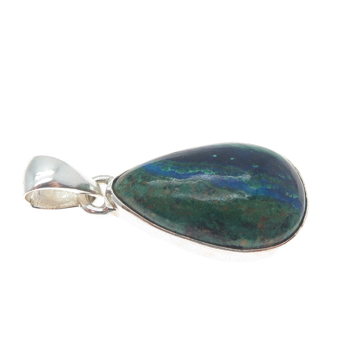 925 Sterling Silver Vintage Real Chrysocolla Teardrop Charm Pendant