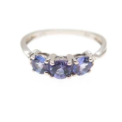 Chuck Clemency 925 Sterling Silver Real Round-Cut Tanzanite Ring Size 7