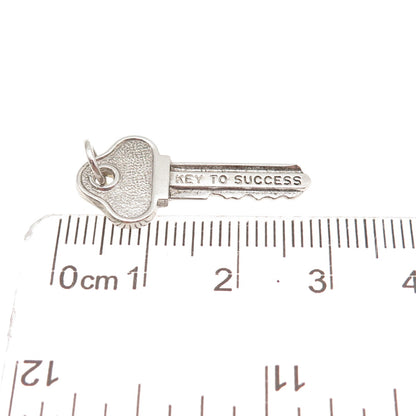 Wells 925 Sterling Silver Vintage Key To Success Oxidized Charm Pendant