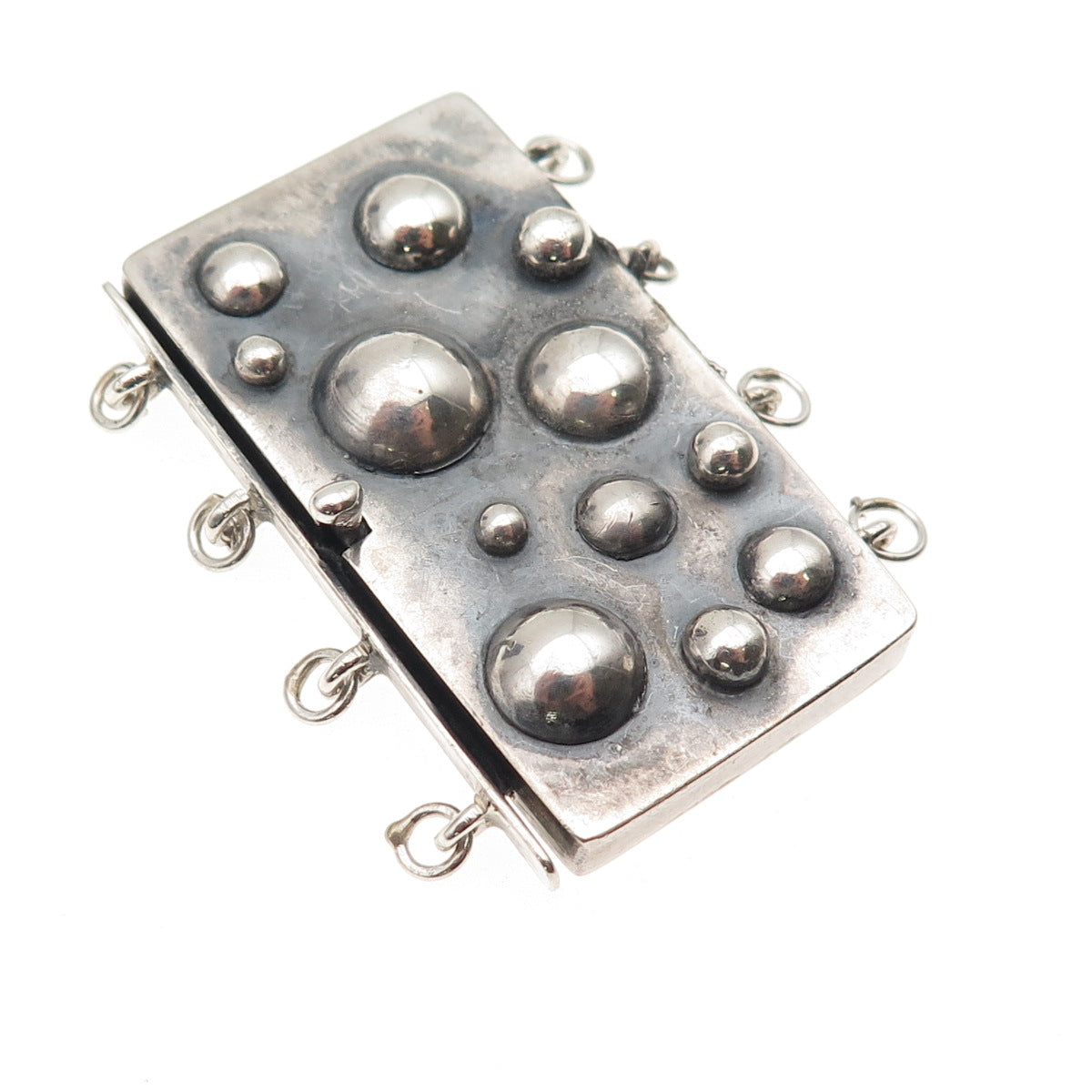 925 Sterling Silver Vintage Bubble Bracelet / Necklace Box Lock Clasp