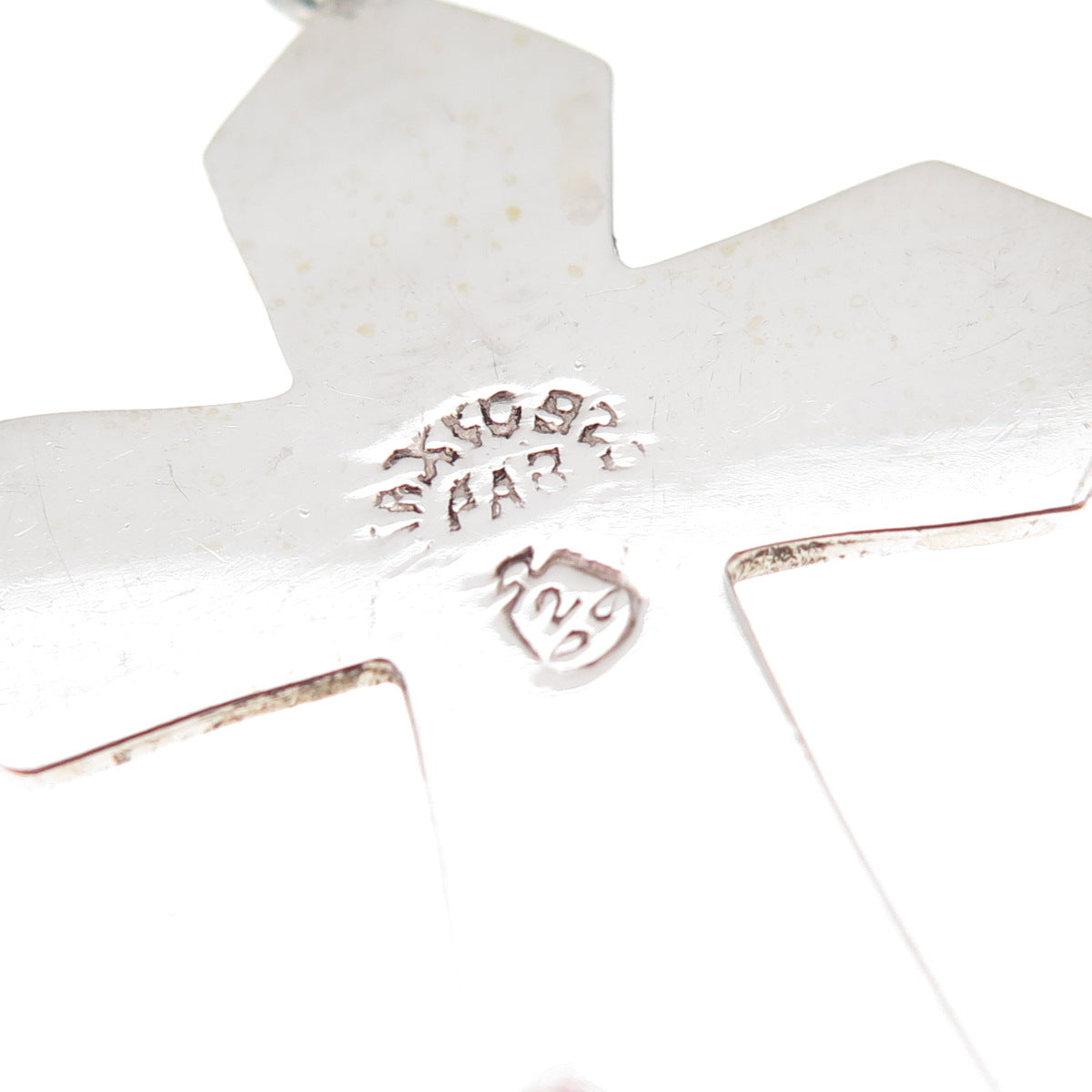 925 Sterling Silver Vintage Mexico Real Turquoise Inlay Cross Pendant