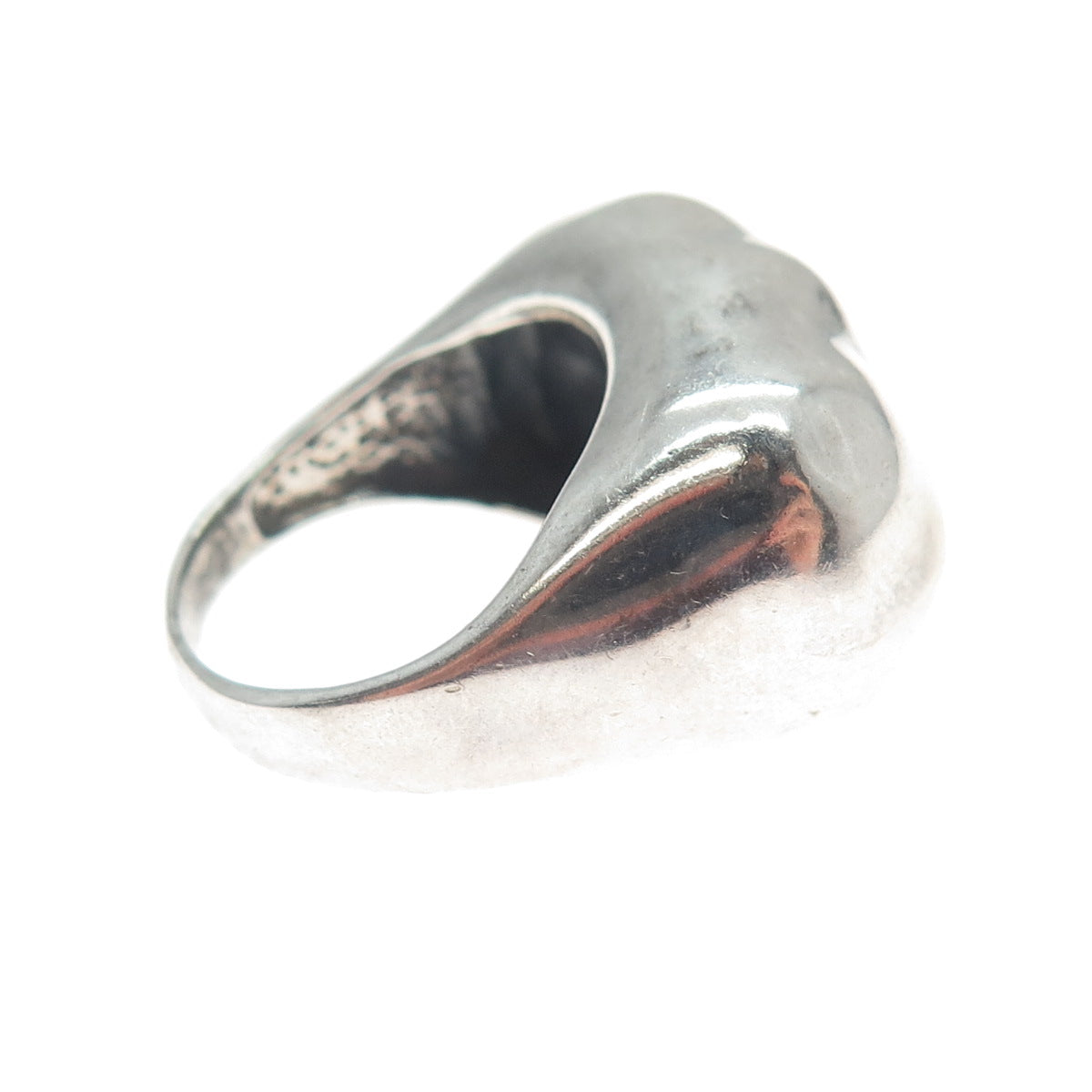 925 Sterling Silver Vintage Modernist Hammered Dome Ring Size 7