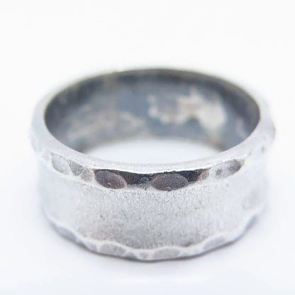 925 Sterling Silver Vintage J. Esposito Hammered Finish Band Ring Size 6.75